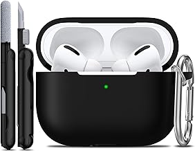 R-fun for AirPods Pro 2nd/1st Generation Case with Cleaner Kit,Soft Silicone Protective Case Cover for Apple AirPod Pro 2/1 for Women Men,AirPods Pro Case Accessories with Keychain,Black