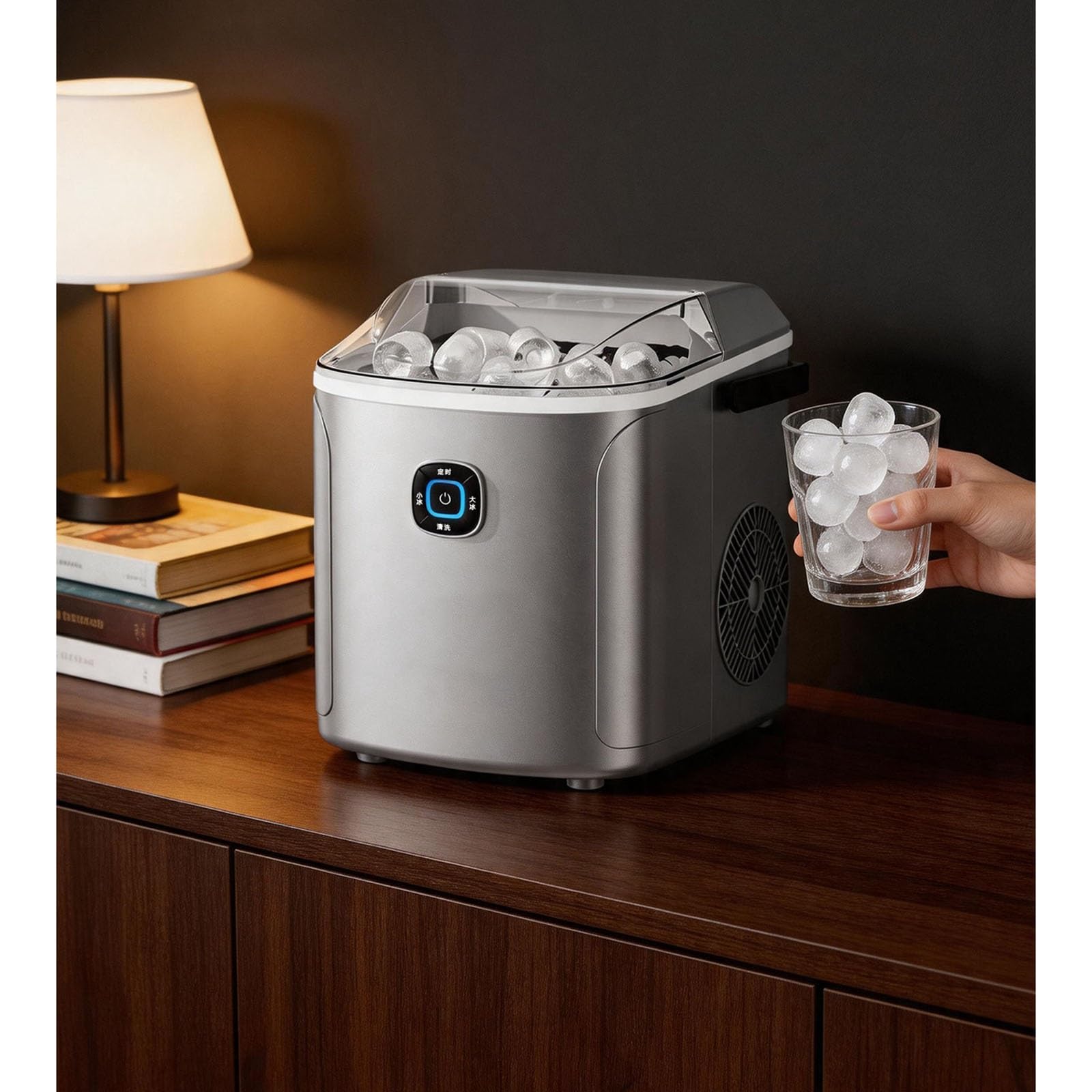 Máquina para Hacer Hielo en El Hogar, Máquina para Hacer Hielo en La Encimera, Sensor Infrarrojo Se Detiene con Hielo Lleno, Bajo Consumo de Energía, Se Adapta A Oficinas Y Dormitorios
