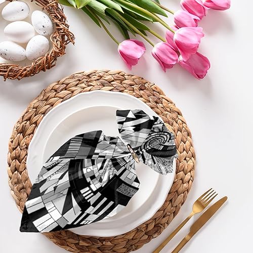 Juego de 6 servilletas de tela con música abstracta de 20 x 20 pulgadas, llaves de piano, lavables, reutilizables, para cocina, decoración de mesa