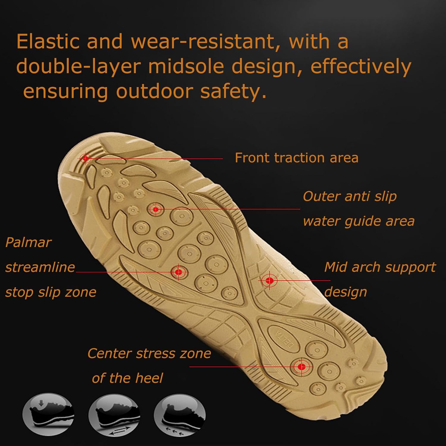 Miniatura 5 de Kervaky Botas tácticas para hombre, botas militares, botas duraderas, botas de senderismo, botas ligeras, botas para exteriores