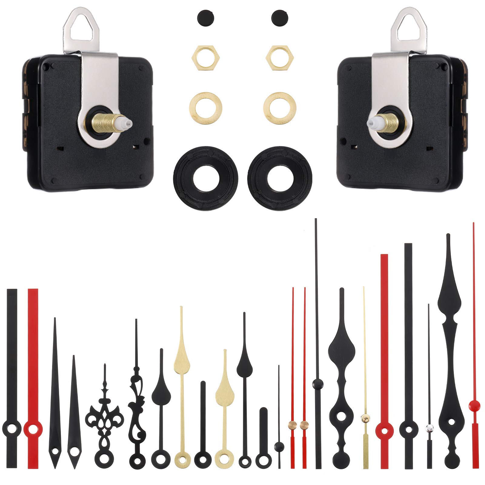 FRIUSATE Long Shaft Clock Movement, 2pcs Silent Quartz Clock Movement