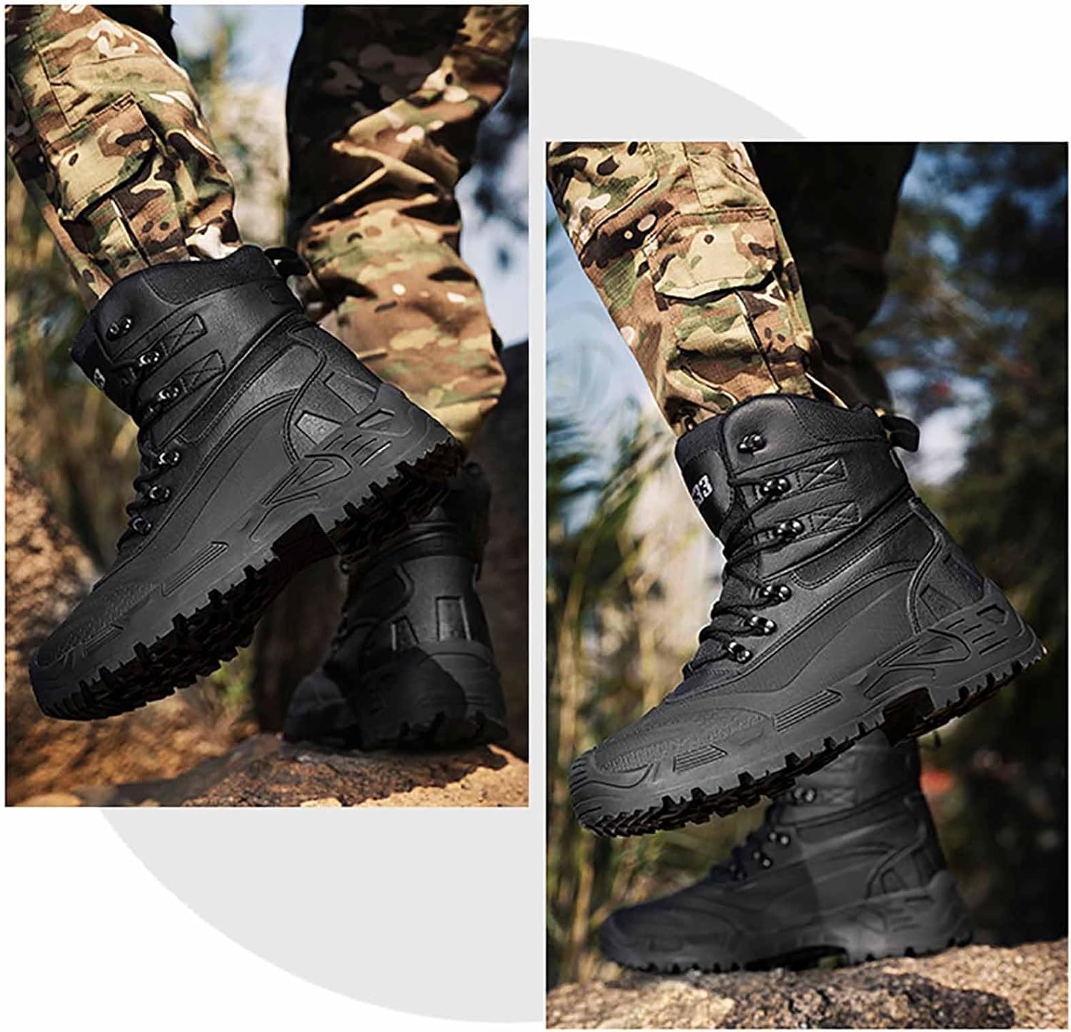 CLSQLXYJZC Military Tactical Work Boots, Men's Waterproof Lightweight Army Combat Boots with Sports Socks Breathable Jungle Desert Combat Boots Hiking Boots