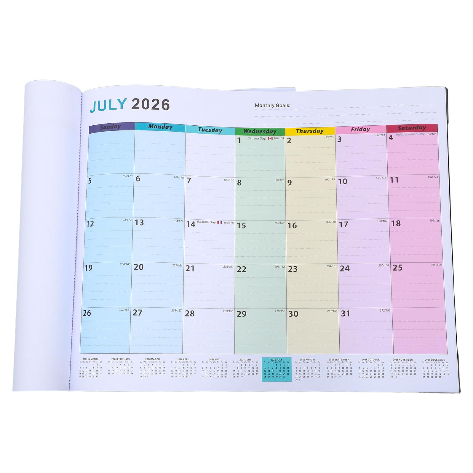 Calendario da Parete Grande 2026-2027 Planner Mensile da Appendere Layout Verticale e Fori per Montaggio Calendario Annuale da Parete per Organizzazione Casa e Ufficio
