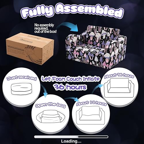 Miniatura 105 de MeMoreCool Sofá de dinosaurio para niños, silla plegable para niños pequeños, sofá cama convertible que brilla en la oscuridad, salón plegable para