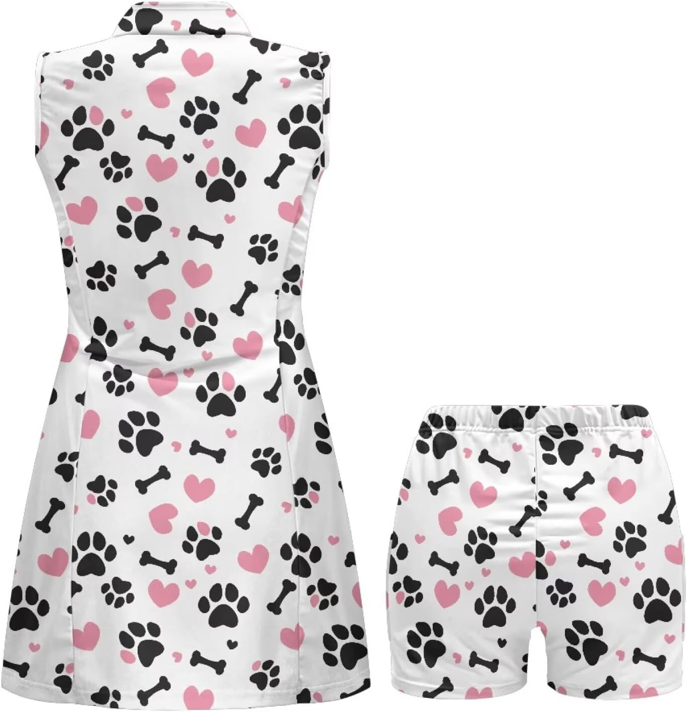 Womens Workout Golf Dress with Built in Shorts 2 Piece Sets Outfits Zipper Collared Workout Dress