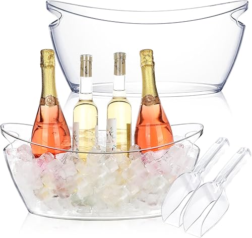 Miniatura 1 de Cubos de hielo para fiestas, 2 piezas de bebidas acrílicas de champán con 2 cucharas de hielo, cubos de bebidas para barra de cóctel, cubo largo y