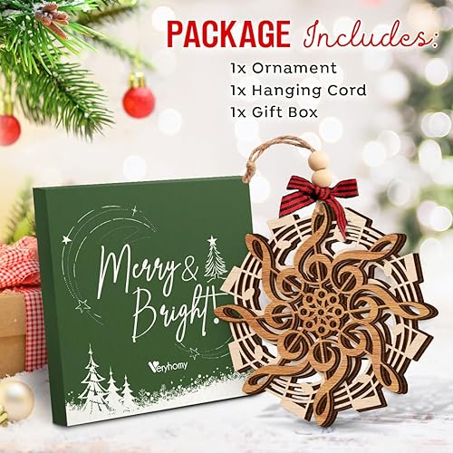 Miniatura 4 de Adorno de Navidad con notas musicales 2025  Regalos musicales para hombres y mujeres, ideas de regalo musical de vacaciones para amantes,