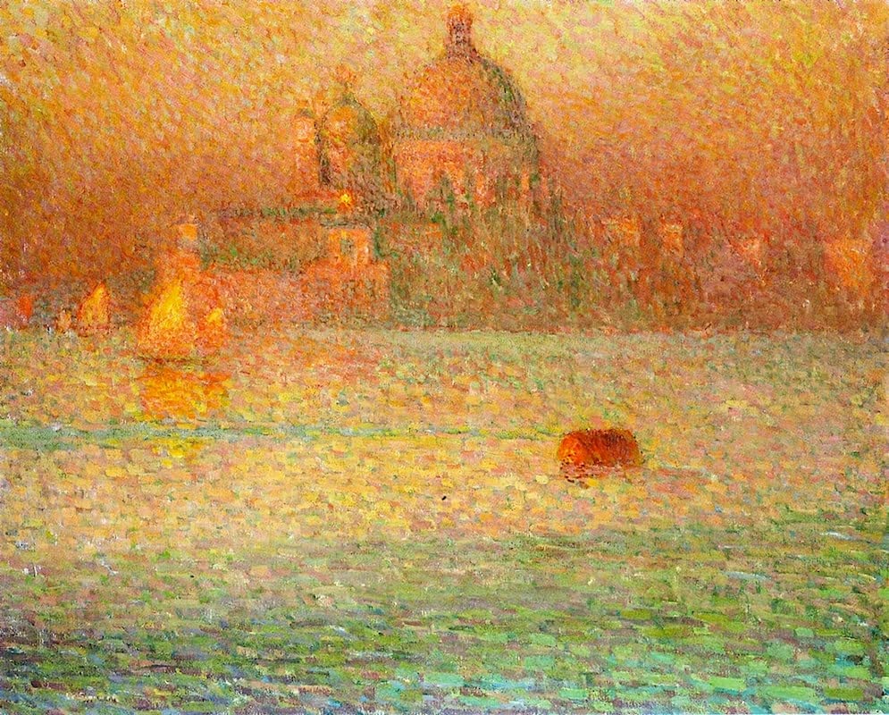 Tableau le Salut matin d'hiver Henri Le Sidaner poésie hivernale impression sur toile de lin