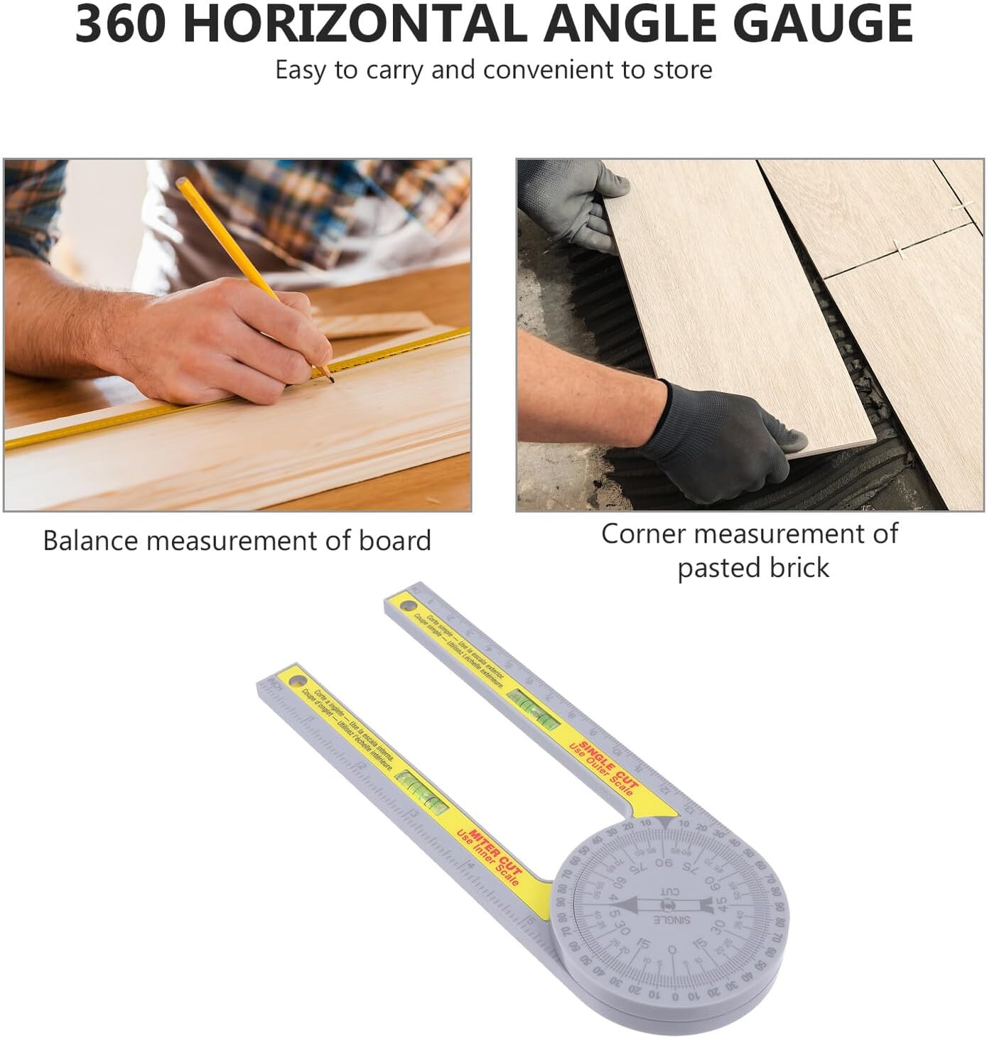 Digital Miter Protractor Ruler for Carpenters with Dual Scales Accurate Angle Finder for Woodworking and Construction Plastic Measuring Tool for Precise Miter Cuts and Transfers