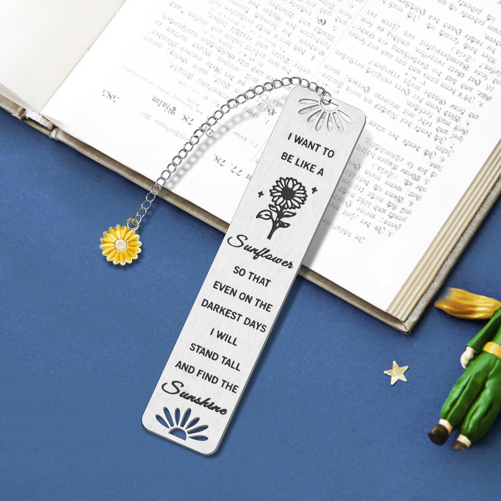 Kaluofan Sunflower Metal Bookmark Gift Idea for Women Book Lovers with Gift Box - Image 4