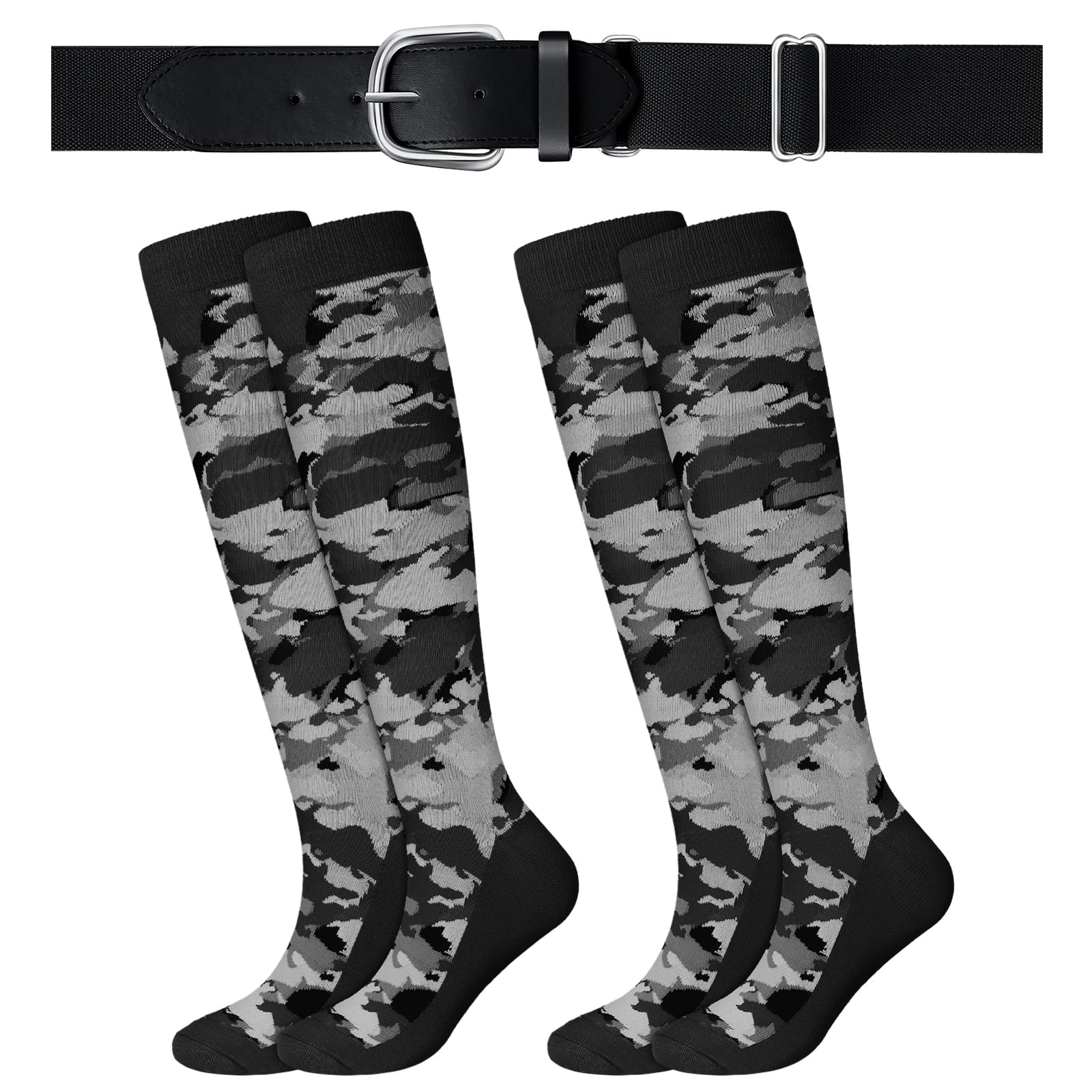 Haysandy Baseball Socks Youth Dicital Camo Baseball or Softball Socks and Belt Set Softball Belt for Boys Girls