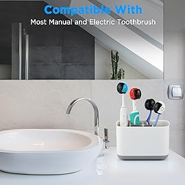 Frekare Helmet Toothbrush Covers Caps, Fits Most Manual and Electric Tooth Brushes, 4 Count (White, White, Grey, Black)