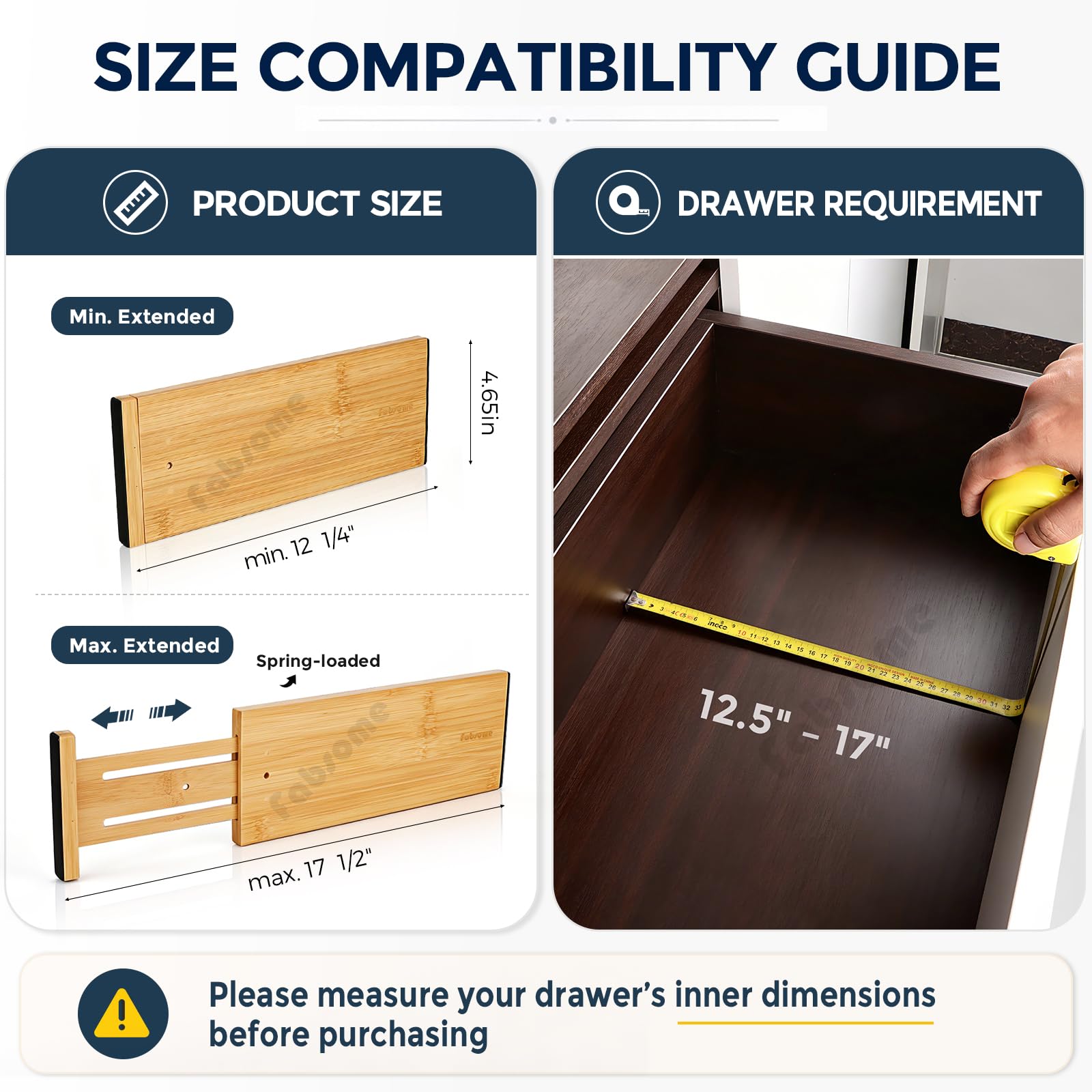 Schubladen-Organizer für Kommode, 6 Stück, 11,7 cm hoch, verstellbar von 30,5-44,5 cm, Bambus-Schubladenteiler für Kleidung, Babykleidung, Holz-Trennwände für Kommode, Kinderzimmer, Organisation mit
