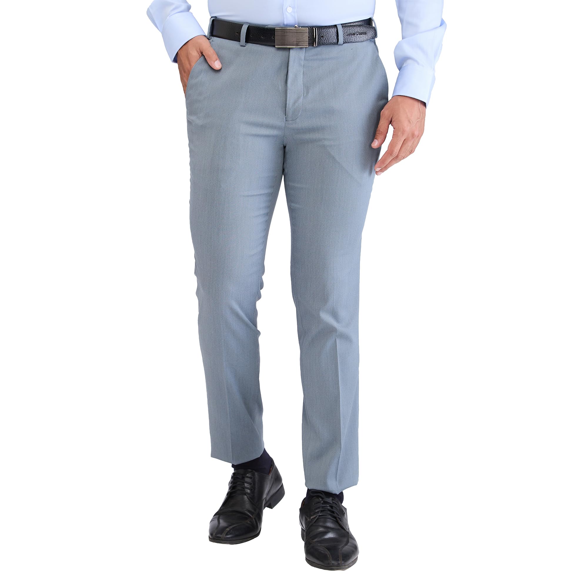park avenue Men's Neo Fit Structure Pattern Polyviscose Blend Flat Front Regular Fit Formal Trouser-picture-13