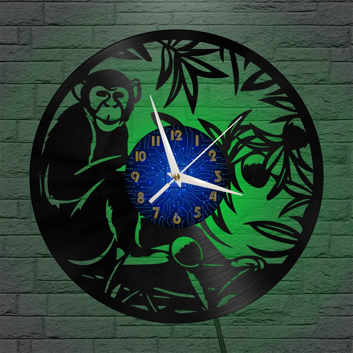 Horloge murale sans tic-tac en vinyle avec LED pour sommeil paisible