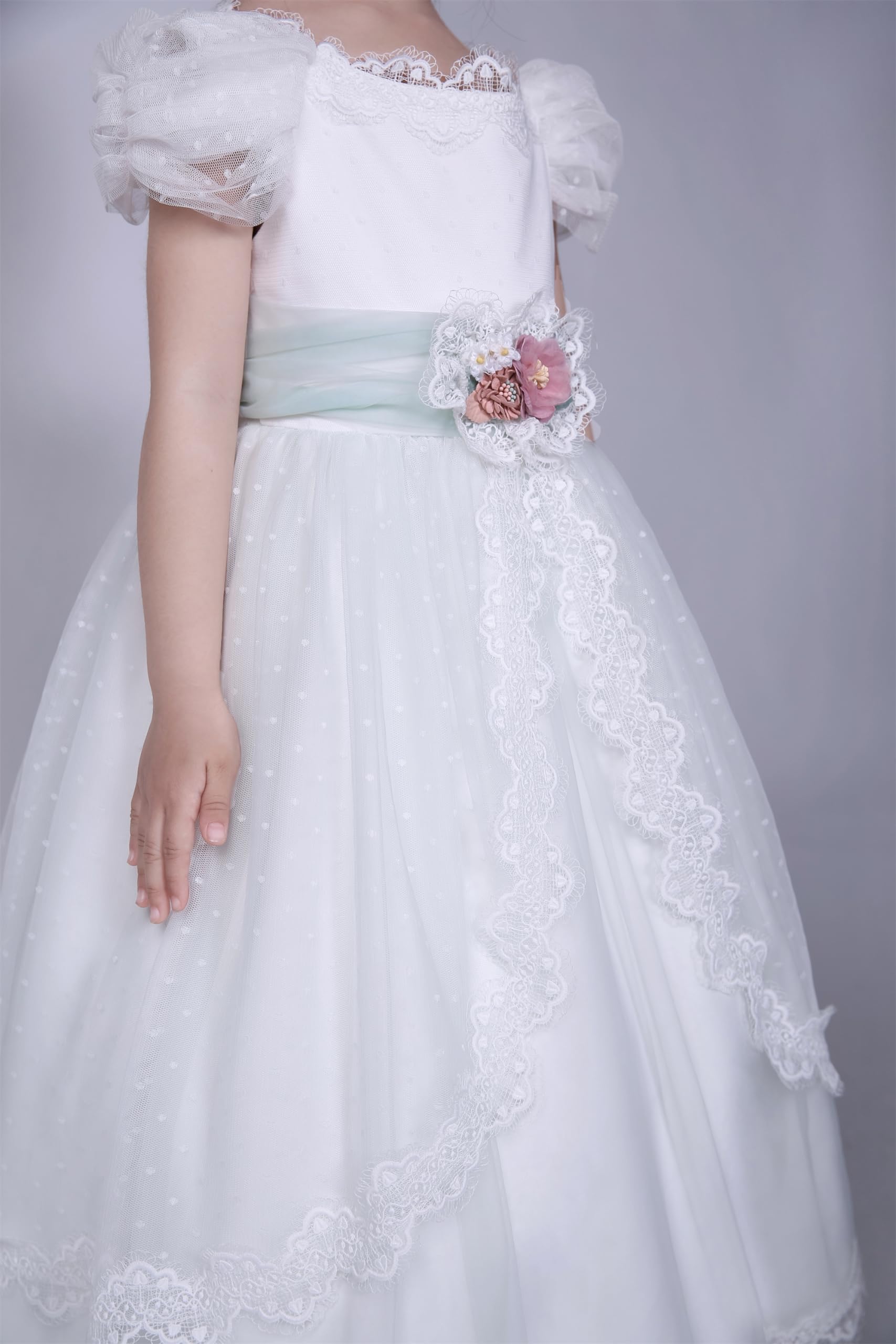 Niñas Primera Comunión Vestidos de Novia Juniors Niña Elegante Largo Blanco Ropa Tamaño 4 5 6 7 8 9 10 12 14