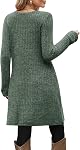 Jescakoo Womens Long Sleeve Dress Casual Fall Dress with Pockets Buttons Side S-XXL