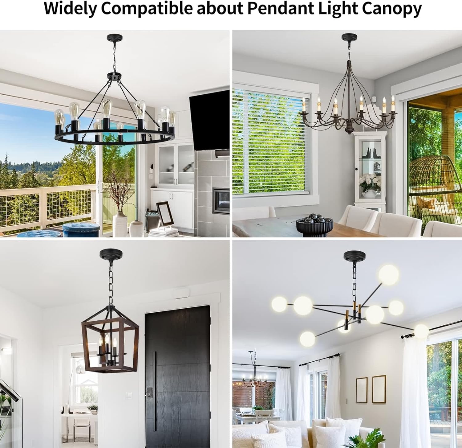 Upgraded Version 5-1/8 Inch Light Canopy Kit, Iron Ceiling Canopy Kit for Pendant Light, Ceiling Plate for Chandelier with 6 Feet Chain, Black