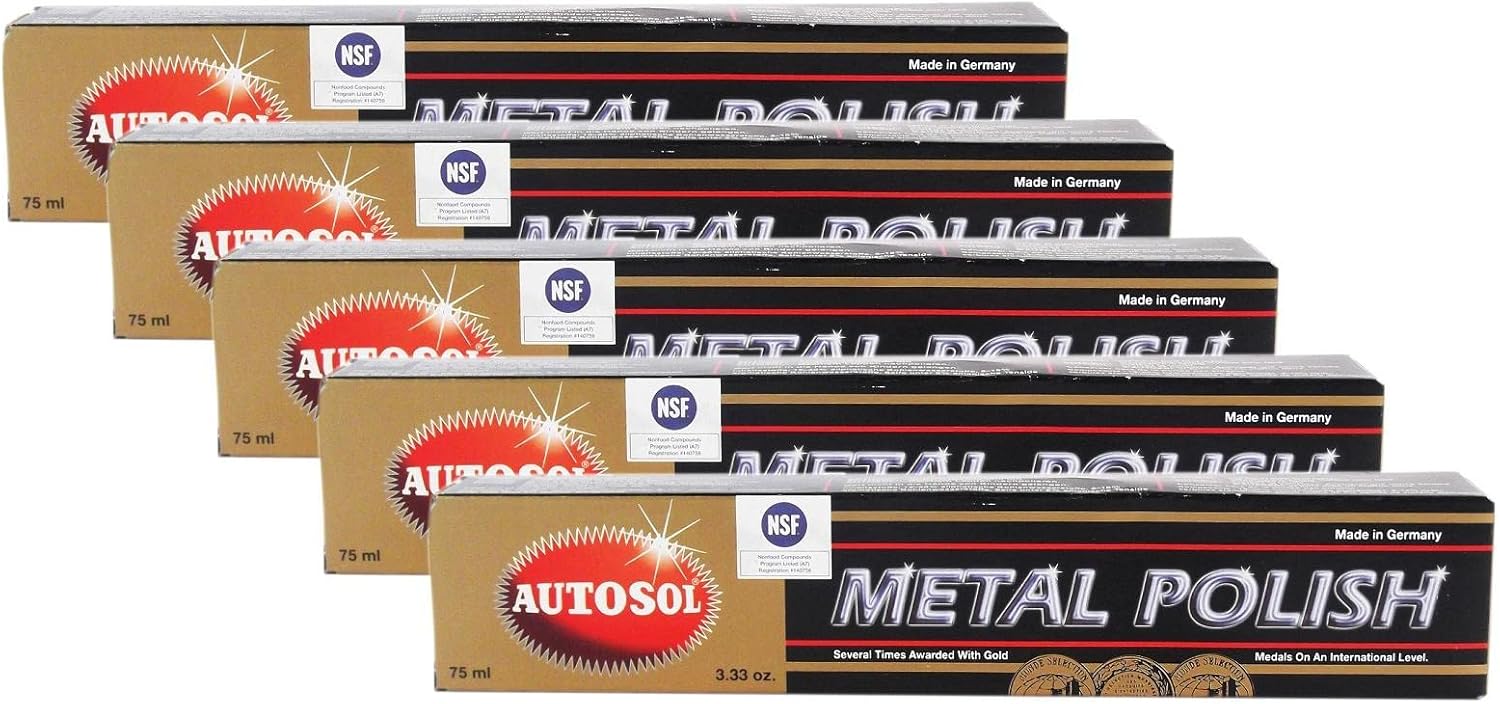 Autosol 5 x Metal Polish Chrome Gloss Metal Polish Chrome Polish 75 ml