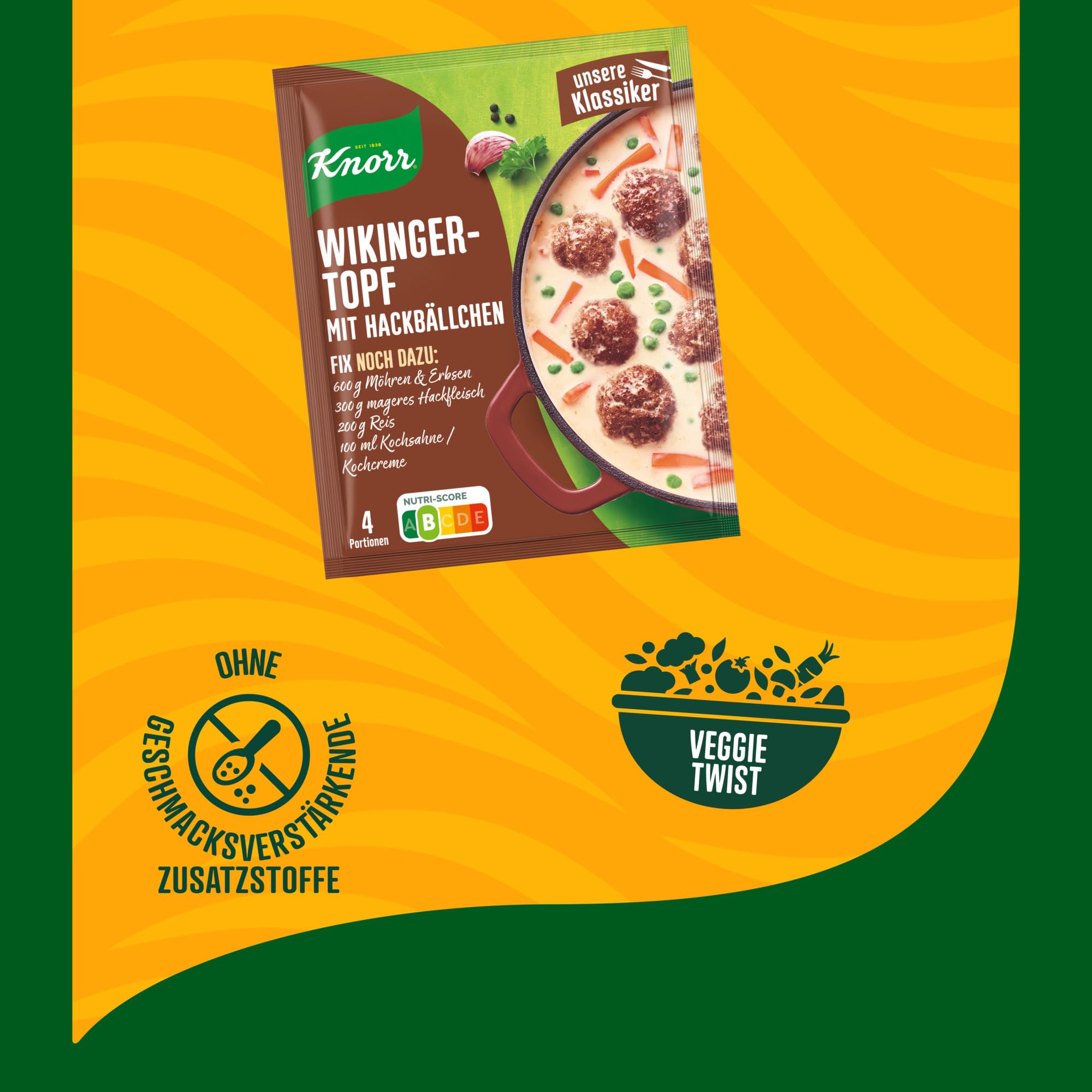 Knorr Fix Würzmischung Wikingertopf mit Hackbällchen für ein leckeres Gericht mit Hackfleisch ohne geschmacksverstärkende Zusatzstoffe 23x 30 g