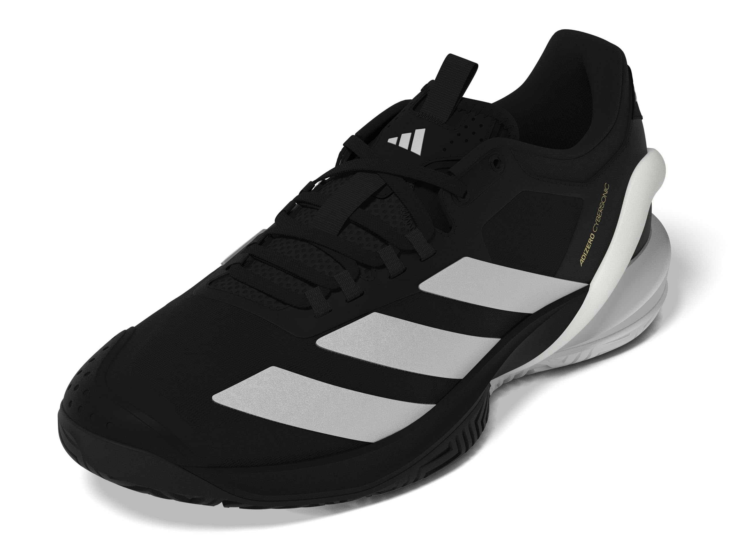 adidas Men's Adizero Cybersonic 2 Tennis Sneaker, Black/Zero Metallic/Carbon, 8.5