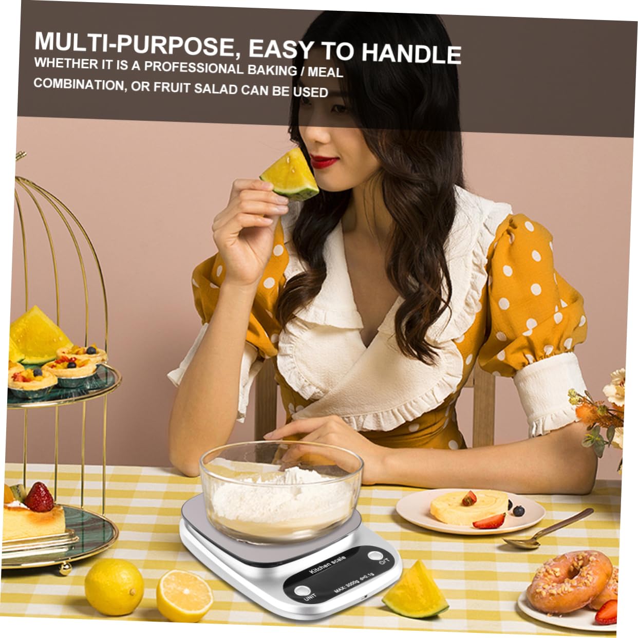 OUNONA Báscula De Cocina Digital Recargable 3 Kg 0,1 g Acero Inoxidable Pantalla Lcd Portátil Precisión Para Alimentos y Café