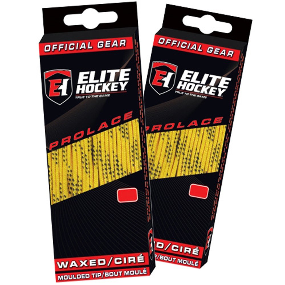 Elite Hockey Prolace Waxed Hockey Laces - SET of 2 Pairs (Yellow, 108")