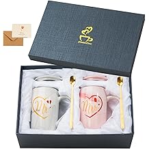 Wedding Gifts for Bride and Groom,Bridal Shower Engagement Gifts for Couples 2026,Mr and Mrs Marble Coffee Mugs 16 Oz,Christmas gift