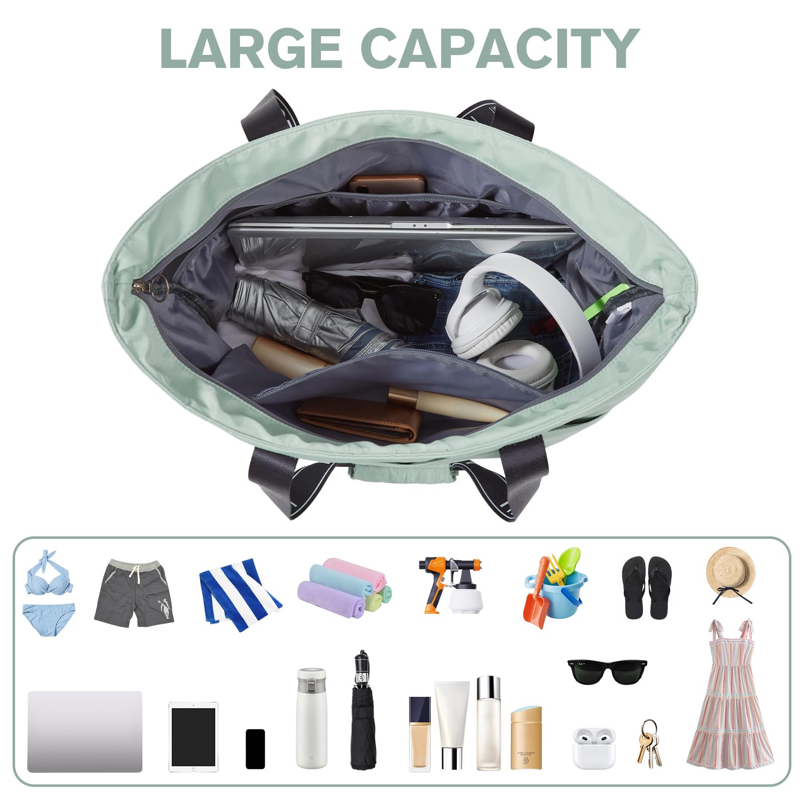 G4Free Strand-Tragetasche, wasserdicht, sanddicht, Umhängetasche, Strandtasche, große Sporttasche, Einkaufstasche für Damen
