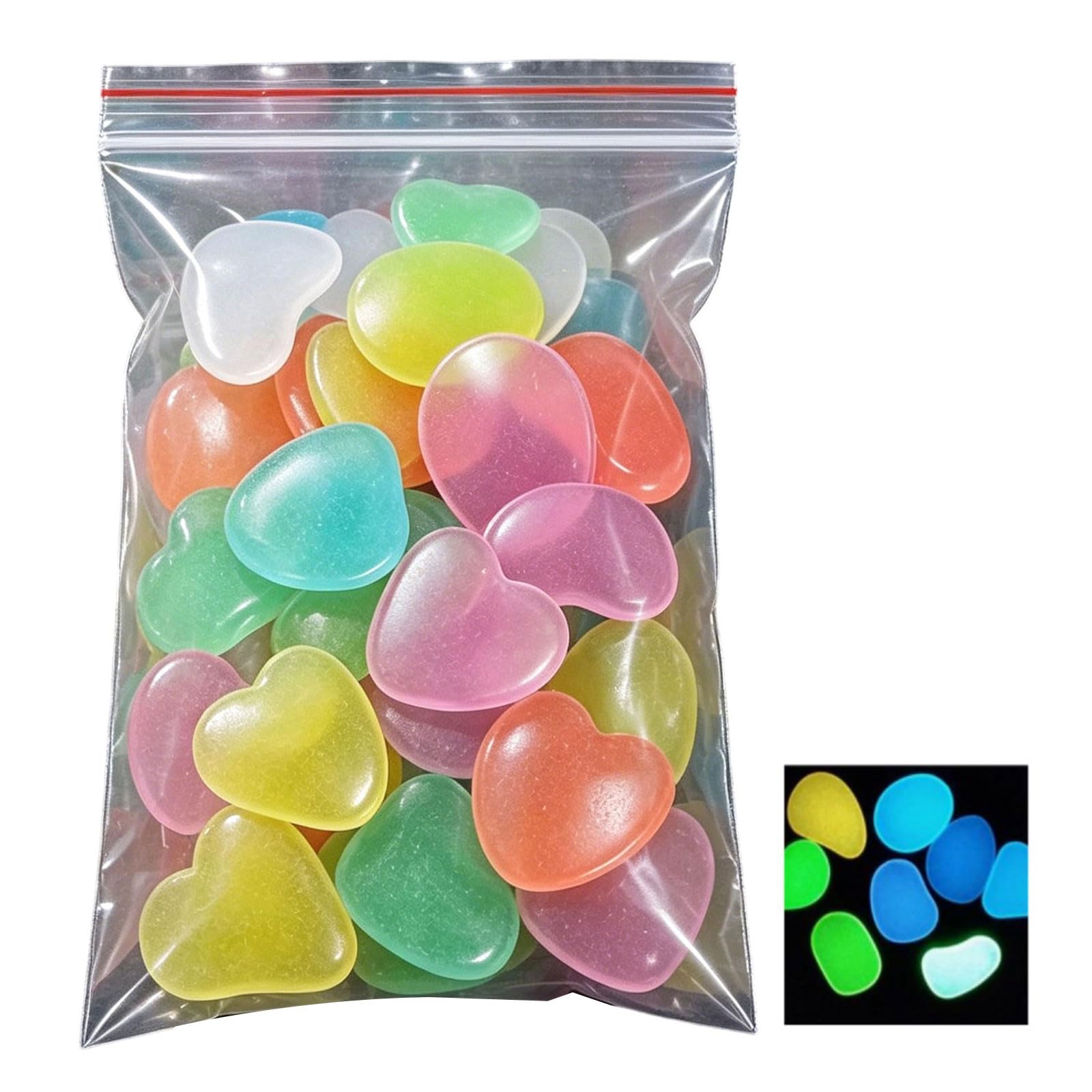 Buxuaaaa Of 100 Resin Glowing Pebbles for Aquarium and Garden Landscape Decoration Fluorescent Stone Fluorescent Resin Shingle