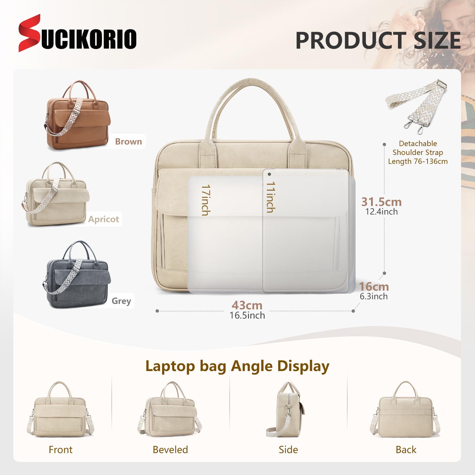 Sac Ordinateur Femme 17 Pouces, Imperméable Cuir Sac Cabas Femme Sacoche Ordinateur Portable Grand Sacs à Main Travail Femmes Sacs à Bandoulière Sacoche Enseignant Pour Les Cours, Etudiante