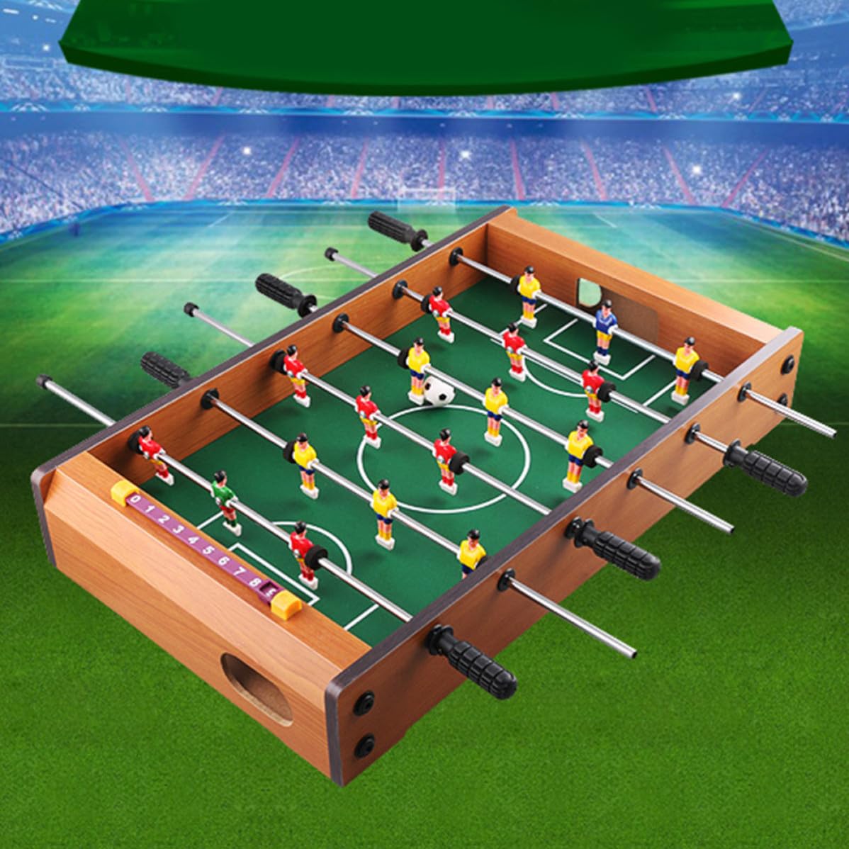Calcio Balilla da Tavolo Mini Sei Aste in Mdf, Gioco Desktop Portatile e Adulti, per Spazi Ridotti e Divertimento in Famiglia