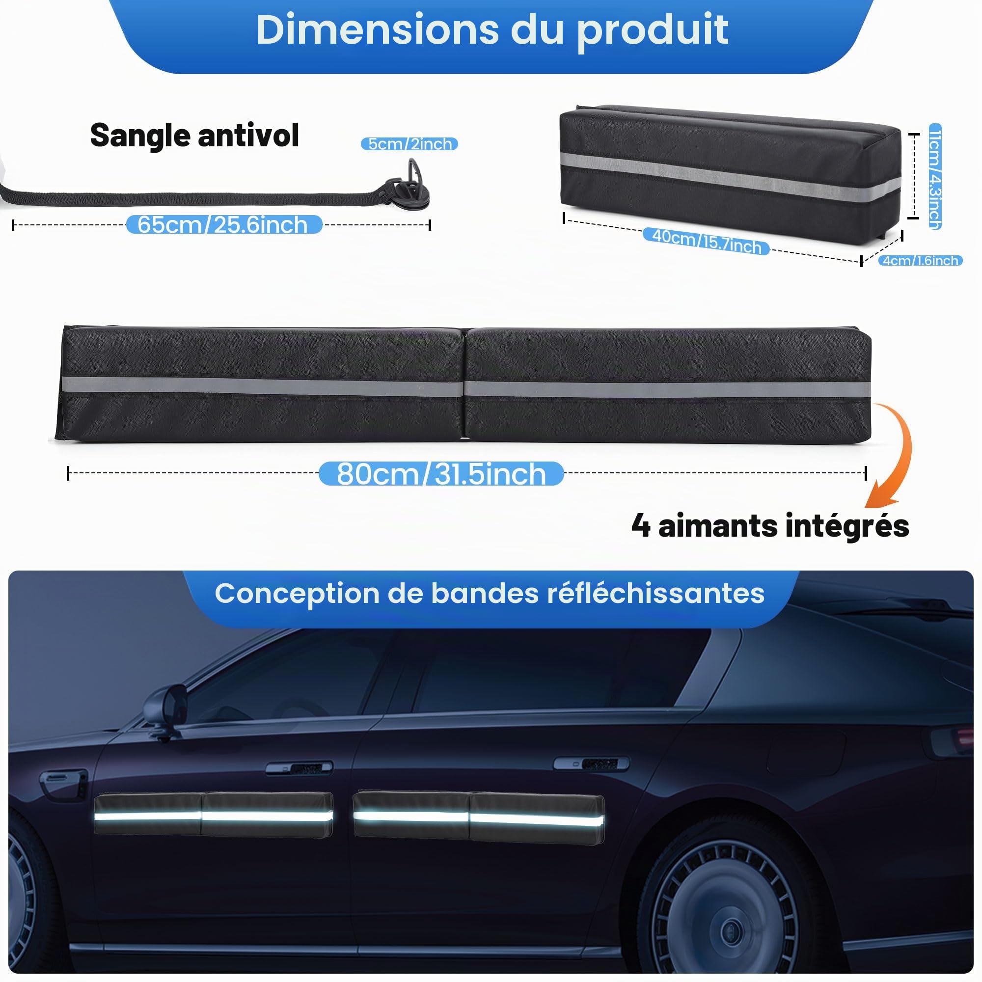 Lot de 2 Protections de portière de Voiture Amovibles pour éviter Les Bosses et Les Rayures sur Les véhicules (Noir)