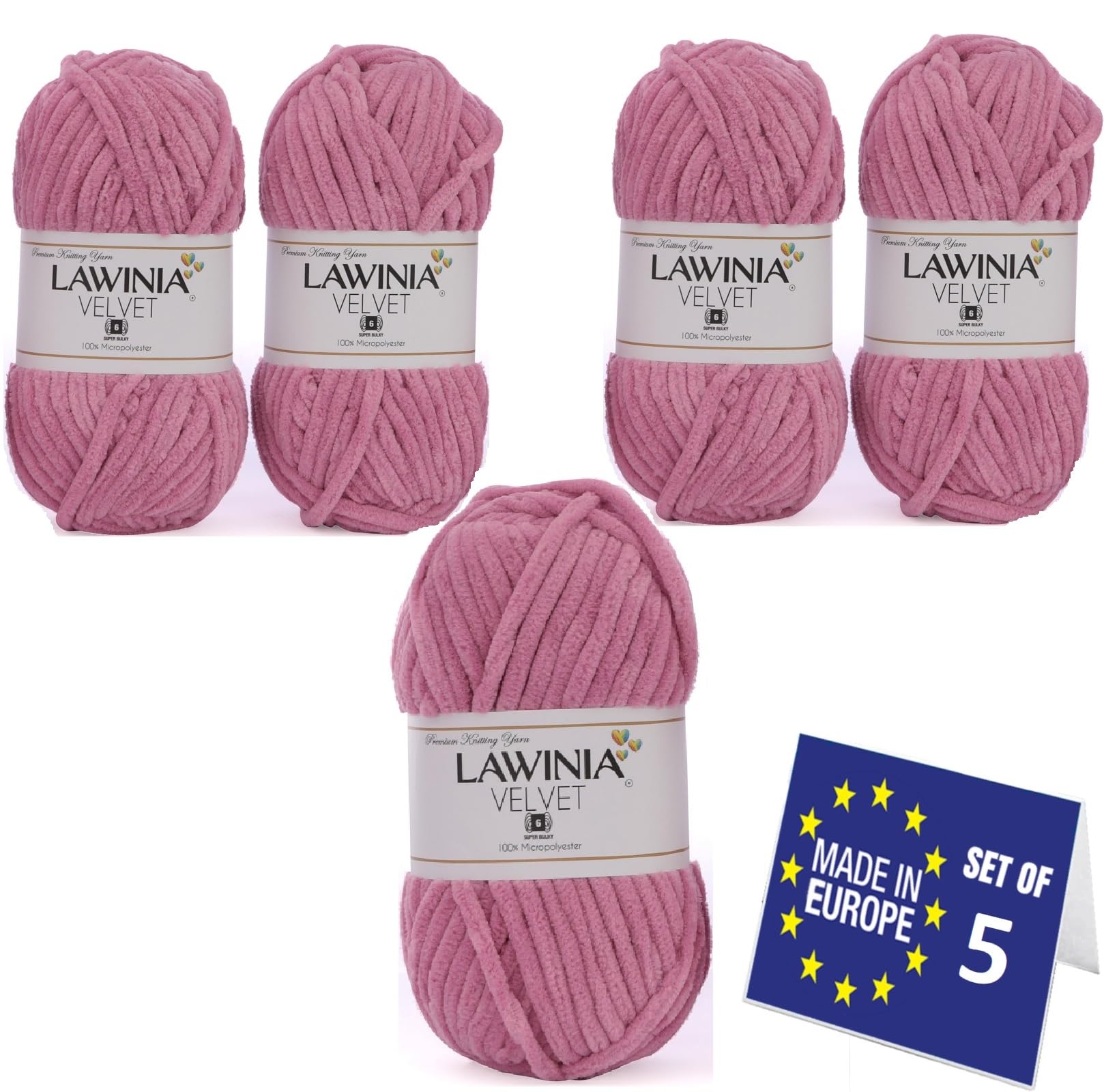 LAWINIA Premium Soft Chenille Yarn Chunky for Knitting Thick Velvet Yarn, Does NOT SHED, Plush Crochet Chunky Wool
