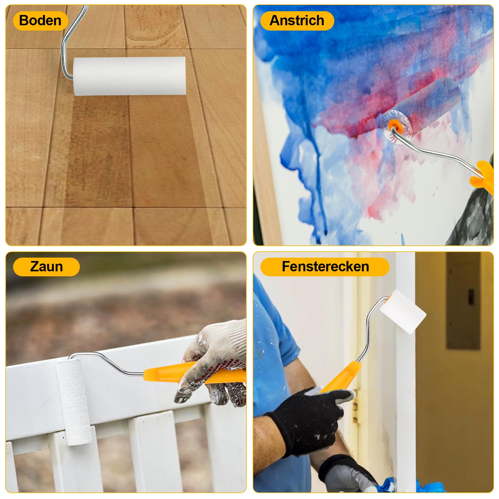 9 Pièces Rouleau Kit -23 Cm Et Mini Rouleaux 10cm Avec Manche - Avec Bac - Pour Peinture Murale