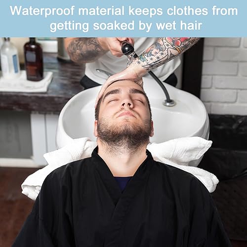 Miniatura 6 de 15 batas de salón para clientes (negro), Negro -