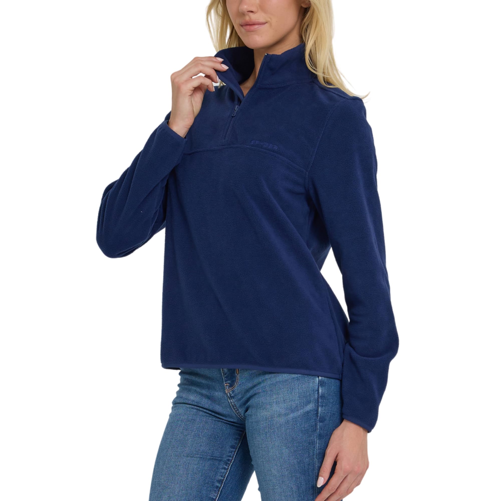 Spyder Fleece Pullover Women – Soft Quarter Zip Warm Lightweight Long Sleeve Sweater Top for Fall Winter Casual Wear Navy