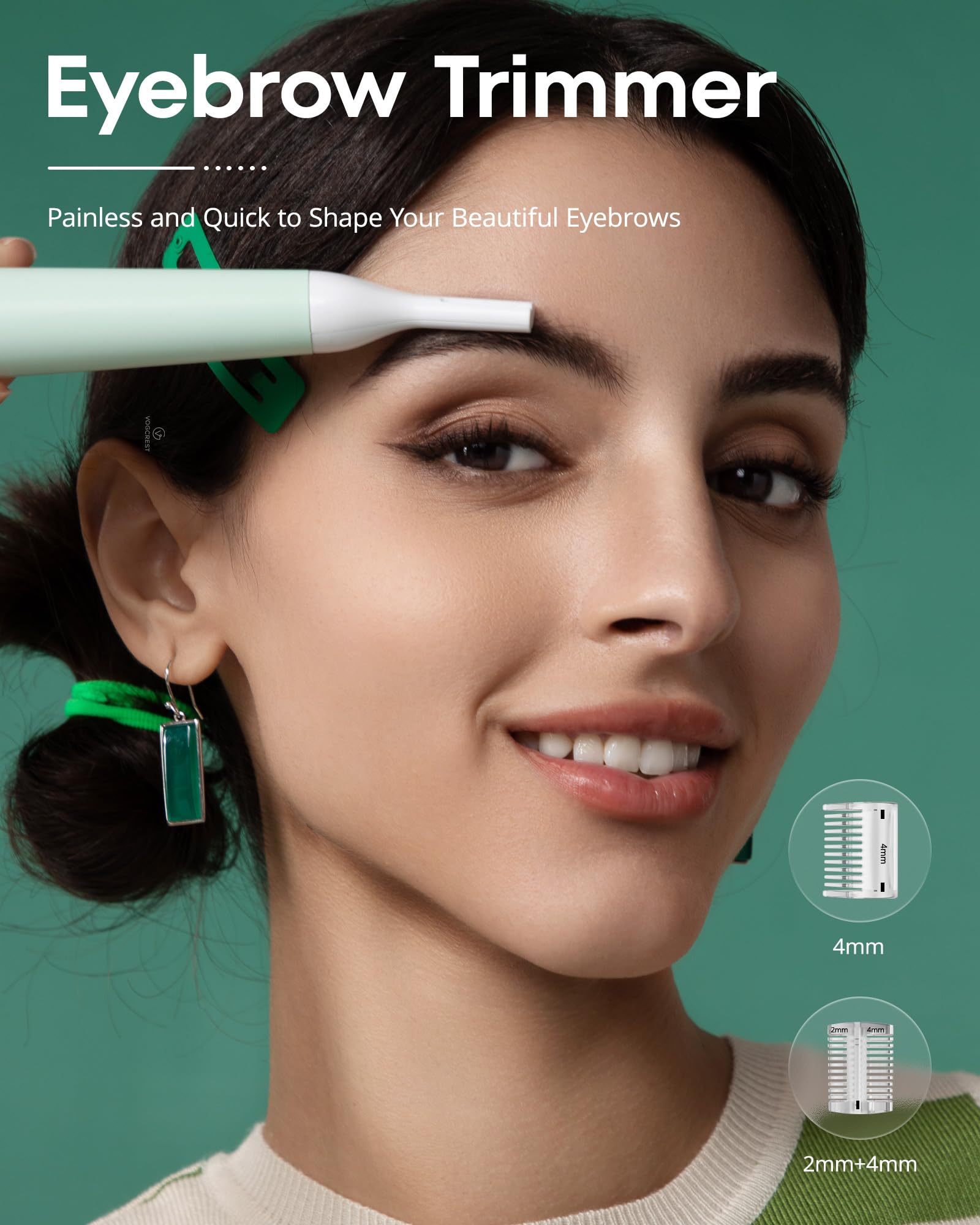 VG VOGCREST Rasoio per naso da donna: rasoio ricaricabile 2 in 1 per sopracciglia (verde)