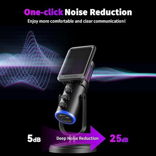 Miniatura 3 de PUPGSIS - Micrófono para juegos para PC, micrófono condensador con cancelación de ruido con luces RGB, silencio, monitoreo, filtro pop, micrófono de