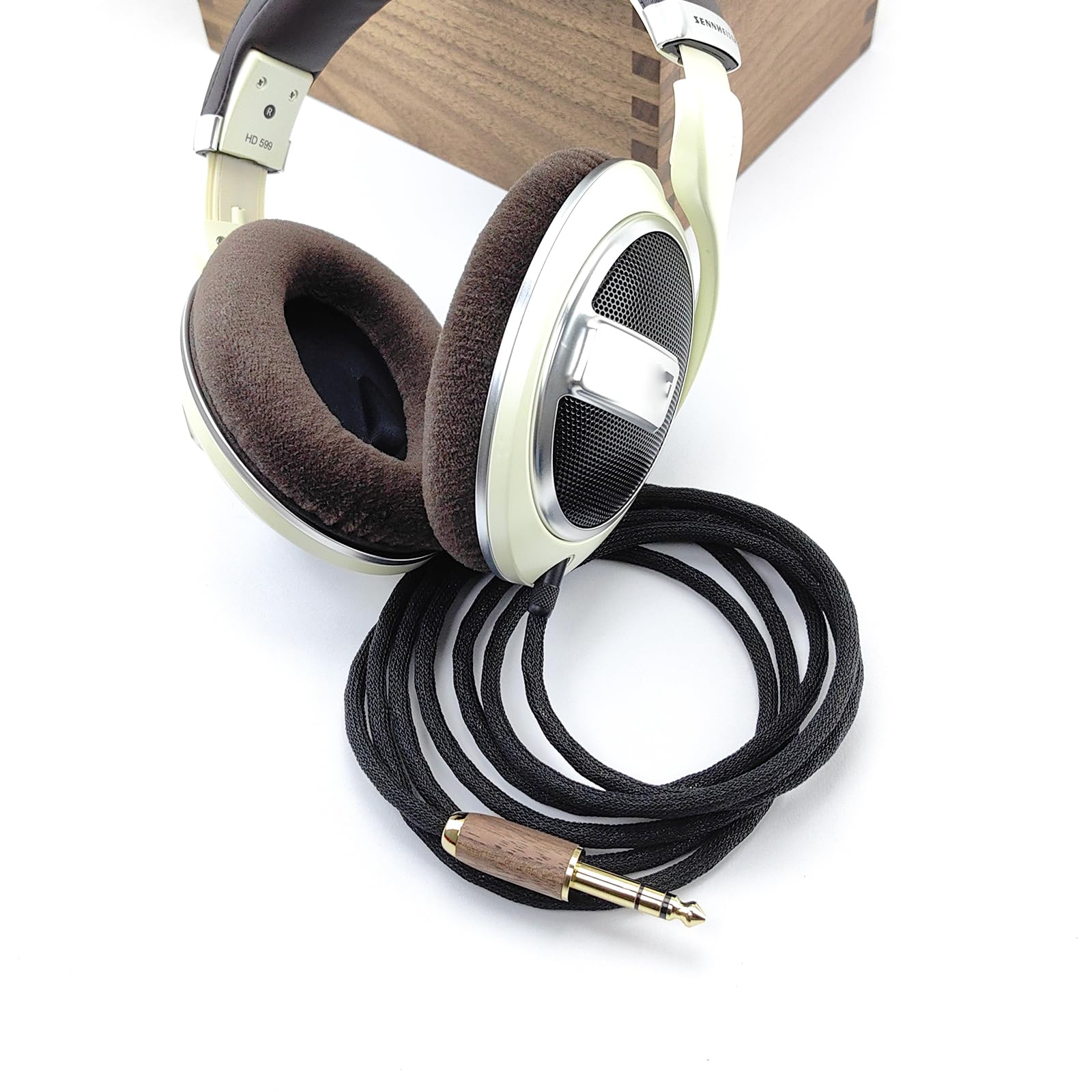 NewFantasia Cable de audio macho de 6,35 mm 6N OCC cobre chapado en plata, compatible con auriculares Sennheiser HD598 HD598 SE, HD560s HD598 Cs, HD598 SR, HD599, HD579, HD569, HD518, carcasa de