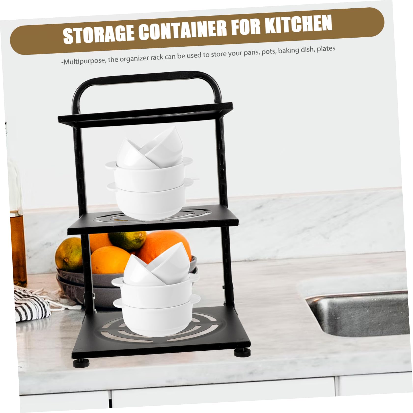 Organizzatore Pentole e Padelle Regolabile per Pentole in Acciaio al Carbonio Organizer per Padelle da Cucina Multifunzione Contenitore Utensili Cucina