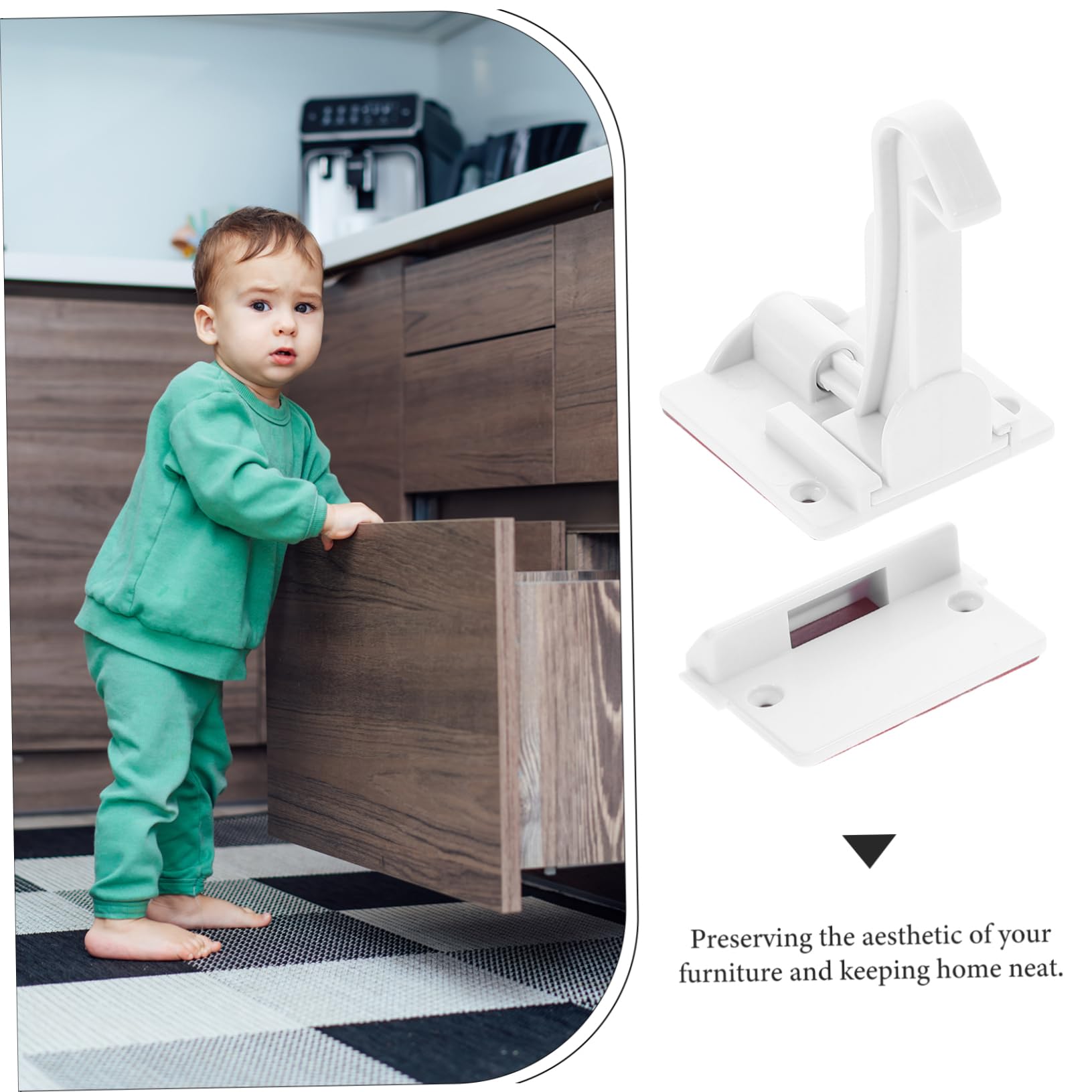 12 Piezas Cerraduras de Seguridad Invisible para Protección para Cajones y Armarios Instalación Sin Perforación Fáciles de Diseño y Adhesivo Fuerte para Seguridad Infantil