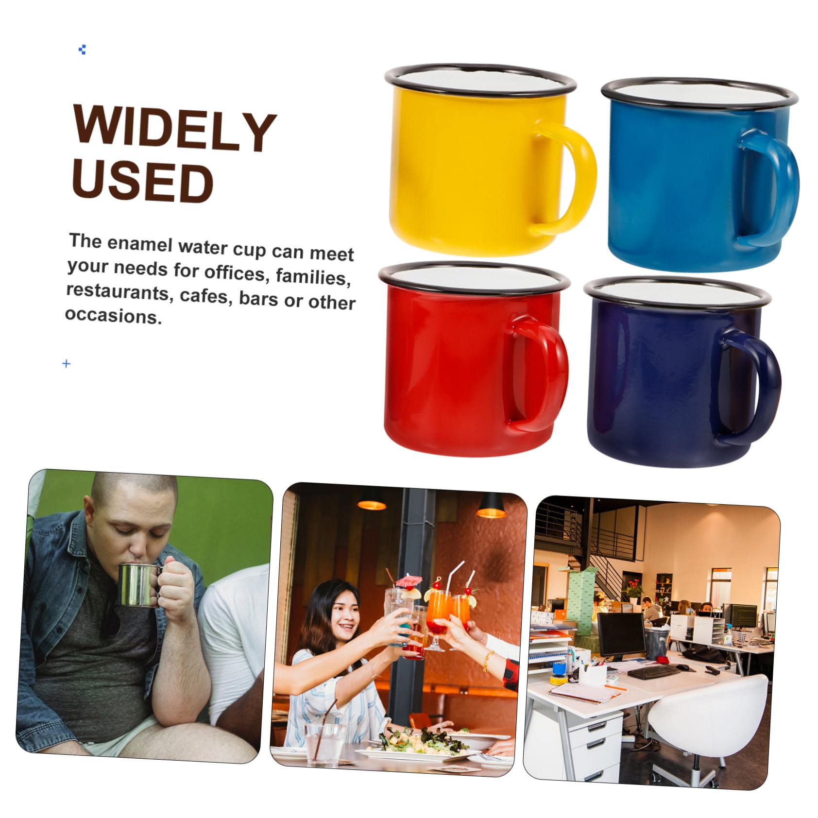 BESPORTBLE Set de 4 Tazas de Esmalte Retro de 350ml Diseño Clásico y Fácil de Limpiar, Adecuado para Camping, Picnic y Uso Diario en Casa