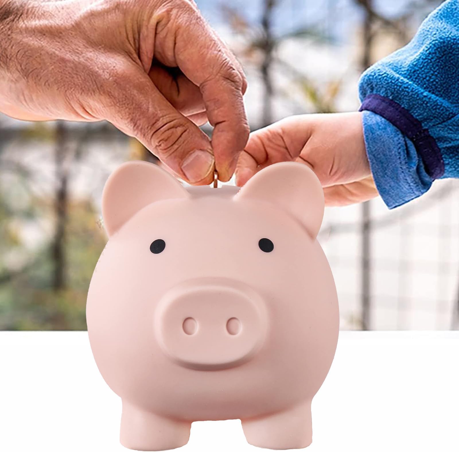 Piggy Bank for Boys Girls Toddlers Kids Adults,Cute Coin Cash Money Box,Unbreakable Money Bank Decoration Savings Coins Cash Fun Gift (Beige)
