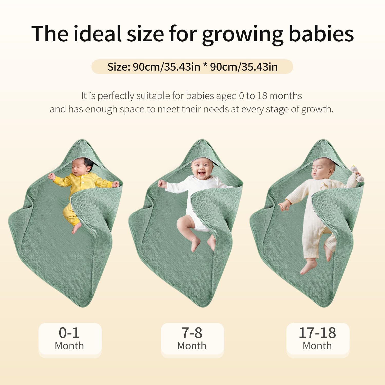 Confezione da due Accappatoio Neonato, 90x90cm Cappuccio Per Bambini,Cappuccio per Neonato 100% Cotone Asciugamano,Asciugamano Morbido e Super Assorbente per Neonati e Bambini 0-3 Anni