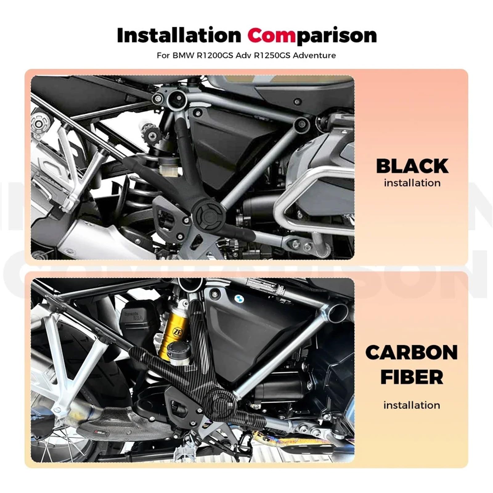 Forcellone Covers Adatto per BMW R1200GS Protezione Telaio Pannello di Copertura R 1250 GS GSA 2018-2023 R 1200 GS Adventure 2013-2018 Protezioni per forcellone Posteriore(Black)