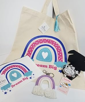 Dream big gift set for Teen/tween/best friend birthday gift idea back to school basket with Engraved silver cuff bracelet