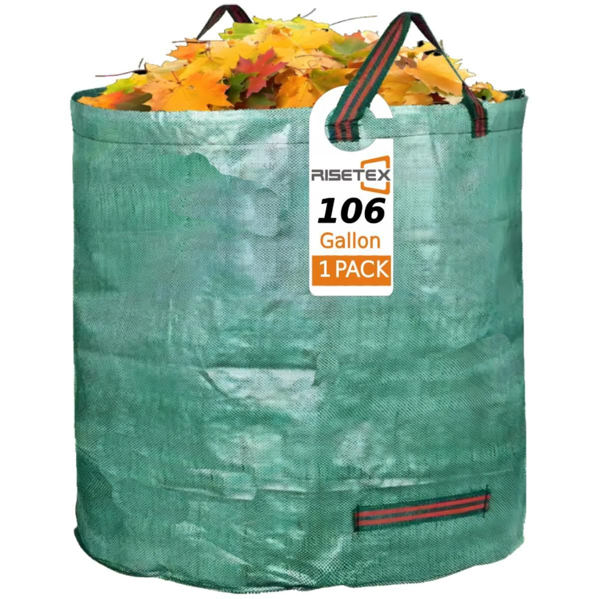 106 Gallon Leaf Bag & Yard Waste Collector - Reusable Standable Lawn/Garden Clippings Container with 4 Handles, Portable Leaf Storage