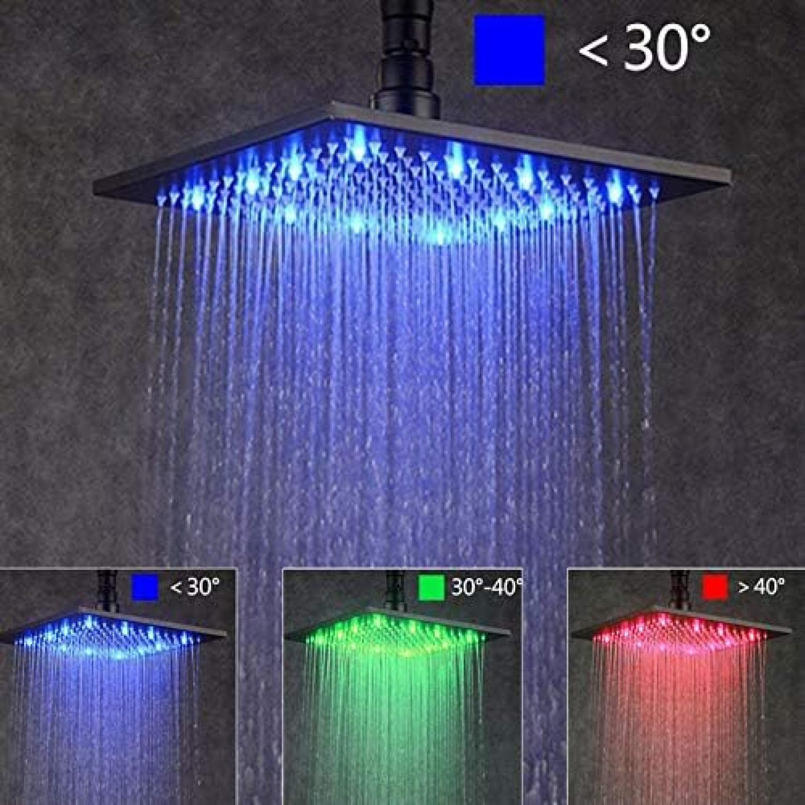 Amazon.co.jp: デジタルシャワーセット ブラック LED 降雨滝シャワー