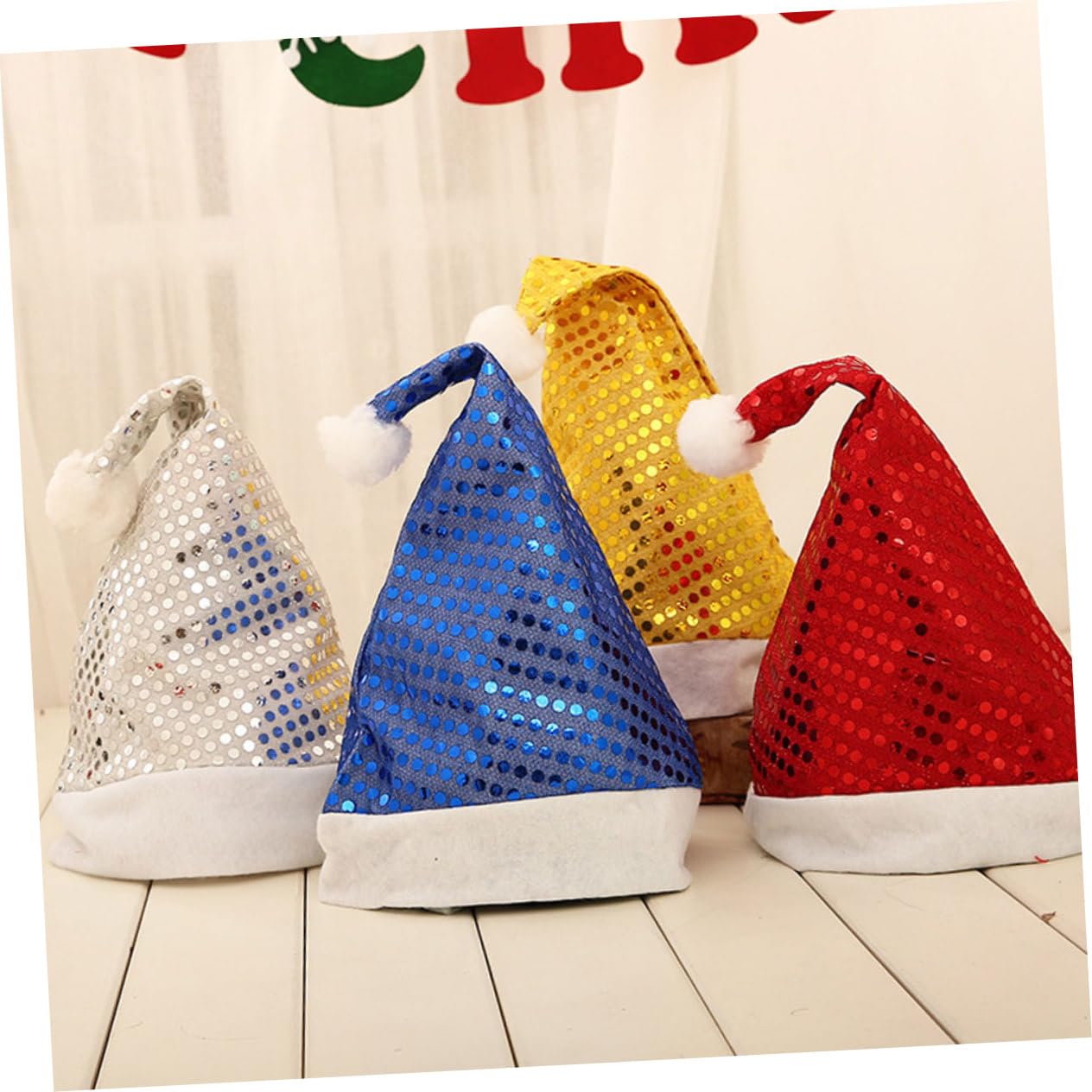 Abaodam 3 Sets Weihnachten Glitzer Weihnachtsmütze Pailletten Dekoration Kopfschmuck Erwachsene Partei Liefert 4 Stück * 3